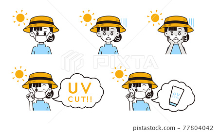 Illustration of a woman taking UV measures 77804042