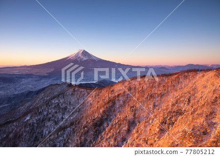 Mt. Fuji illuminated by the morning sun Mitsutoge Mt. Fuji illuminated by the morning sun Mitsutoge 77805212