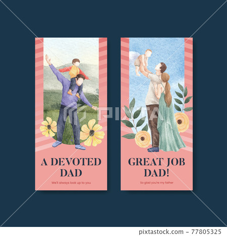 Instagram template with father's day concept,watercolor style 77805325