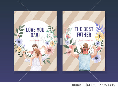 Card template with father's day concept,watercolor style 77805340