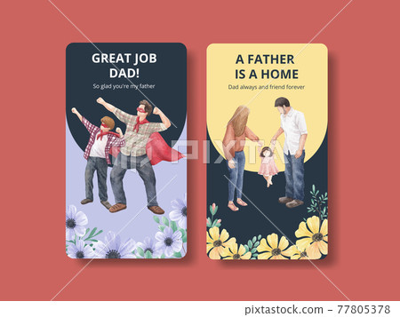 Instagram template with father's day concept,watercolor style 77805378