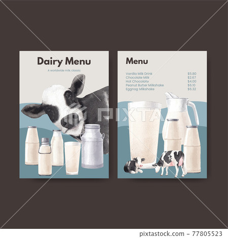 Menu template with world milk day concept,watercolor style Menu template with world milk day concept,watercolor style 77805523