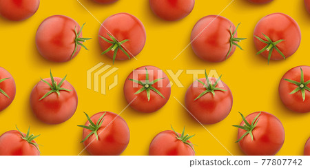 Tomato isolated on white background, flat lay, top view Tomato isolated on white background, flat lay, top view 77807742