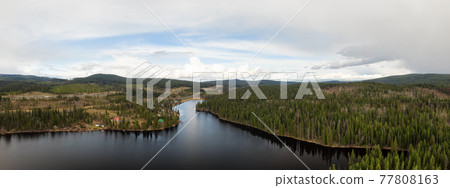 Panoramic View of a Lake in the Canadian Landscape Panoramic View of a Lake in the Canadian Landscape 77808163
