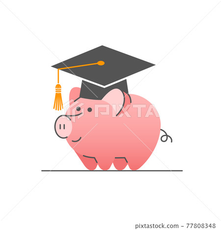 College savings in piggy bank with bachelor cap College savings in piggy bank with bachelor cap 77808348