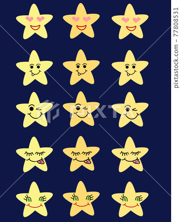 cartoon stars with different smiles, and clouds - kid illustration 77808531