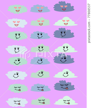 Lovely cute clouds, kawaii style. Set of Emoticons, Emoji. Smile icons. Isolated illustration Lovely cute clouds, kawaii style. Set of Emoticons, Emoji. Smile icons. Isolated illustration 77808537