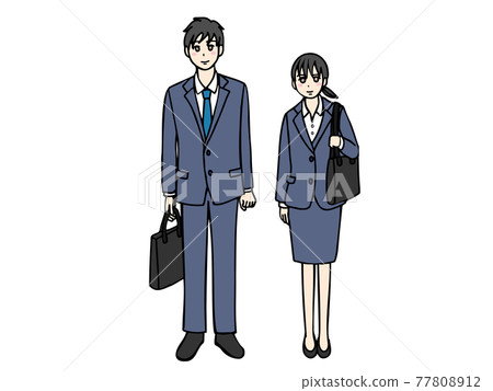 Full-body image of young men and women in recruitment suits 77808912
