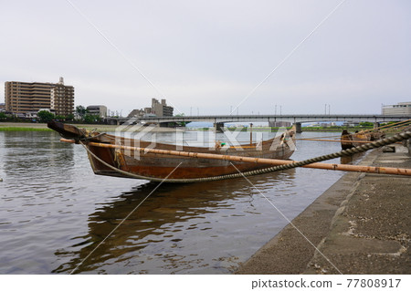 Nagara River in the rainy morning 77808917