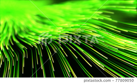 wave of high speed data particle trails. 3D illustration with depth of field blur effect 77809050