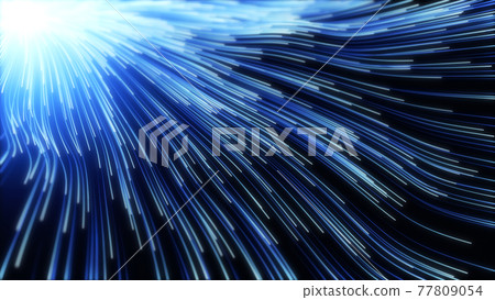 wave of high speed data particle trails. 3D illustration with depth of field blur effect wave of high speed data particle trails. 3D illustration with depth of field blur effect 77809054