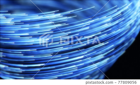 wave of high speed data particle trails. 3D illustration with depth of field blur effect wave of high speed data particle trails. 3D illustration with depth of field blur effect 77809056
