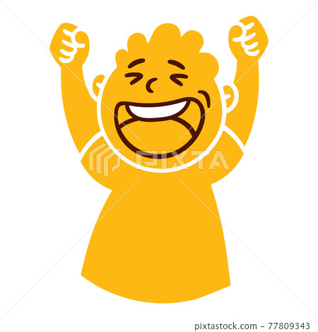 Man with happy emotion. Happy smiling emoji avatar. Portrait of a jubilant person. Cartoon style. Flat design vector illustration. 77809343