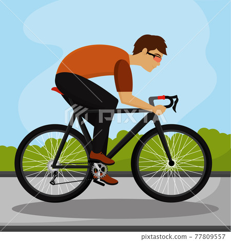 Man riding bicycle 77809557