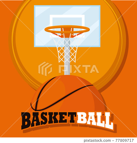 Baketball net an ball in a poster Baketball net an ball in a poster 77809717