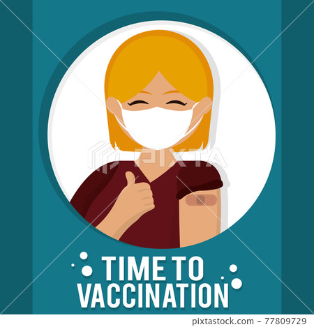 Happy vaccinated woman Vaccination time Happy vaccinated woman Vaccination time 77809729