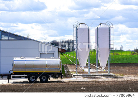 a fragment of a new modern dairy farm and equipment a fragment of a new modern dairy farm and equipment 77809964