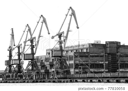 abstract view of the port cranes and buildings 77810058