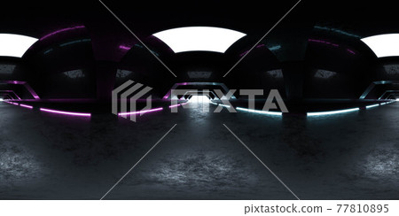 full 360 degree spherical panorama view of modern futuristic abstract tunnel with neon lighting 3d render illustration hdri hdr vr style full 360 degree spherical panorama view of modern futuristic abstract tunnel with neon lighting 3d render illustration hdri hdr vr style 77810895