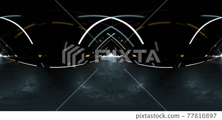 full 360 panorama view of dark futuristic abstract tunnel building interior studio 3d render illustration hdri hdr vr style full 360 panorama view of dark futuristic abstract tunnel building interior studio 3d render illustration hdri hdr vr style 77810897