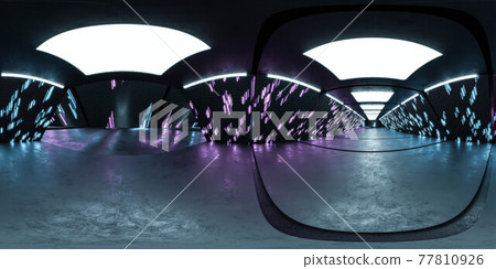 full 360 degree panorama view of futuristic building interior with neon lights and high technology surface 3d render illustration hdri hdr vr style full 360 degree panorama view of futuristic building interior with neon lights and high technology surface 3d render illustration hdri hdr vr style 77810926