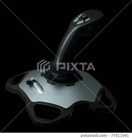 Realistic joystick for flight simulator isolated on black background 77811041