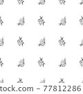 Doodle simple vector seamless pattern of hand-drawn peonies. Seamless pattern of hand-drawn peonies. Isolated on white background. 77812286