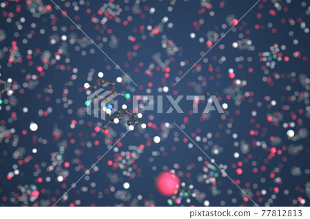 Diclofenac sodium molecule made with balls, scientific molecular model. Chemical 3d rendering 77812813