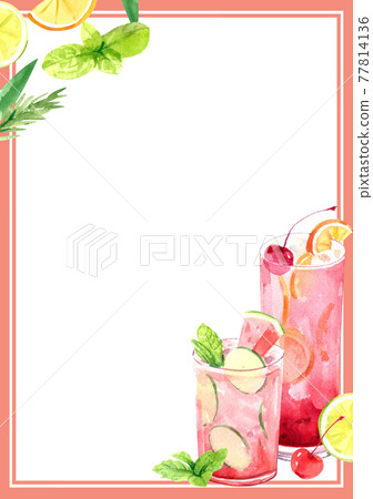 Summer drink frame watercolor - Stock Illustration [77814136] - PIXTA
