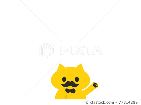 Simple illustration of cute cat with whiskers prop: Father's Day Dad Wedding Groom White Background Simple illustration of cute cat with whiskers prop: Father's Day Dad Wedding Groom White Background 77814289