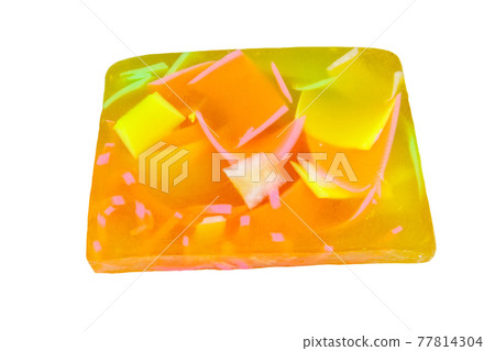 Handmade soap bar isolated on white background 77814304