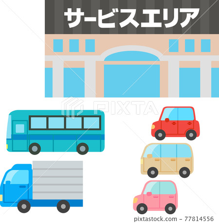 Service area buildings and cars 77814556