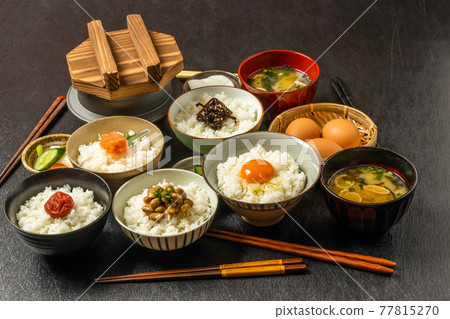 Rice and side dishes Side dishes of rice japanese food Rice and side dishes Side dishes of rice japanese food 77815270