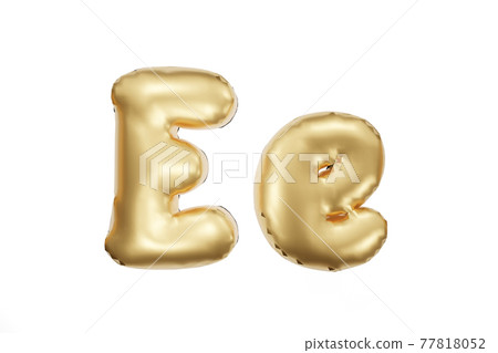 English alphabet made of golden inflatable character. Party decoration, anniversary, celebration, carnival. 3d rendering English alphabet made of golden inflatable character. Party decoration, anniversary, celebration, carnival. 3d rendering 77818052