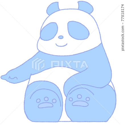 一隻向下指著堅持某事的熊貓（藍色） 77818174