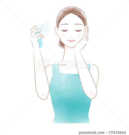 Illustration of a woman spraying mist 02 77819808