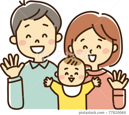 Families waving their hands with a smile Families waving their hands with a smile 77820060