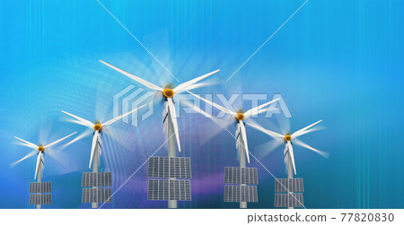 Wind turbines, solar systems, senphlangngan For the world's technology. 77820830
