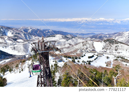 View toward the Northern Alps from Higashi Tateyama Ski Resort (Shiga Kogen) [2021.3] 77821117
