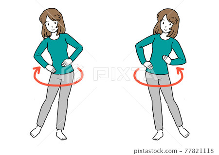 Illustration of a woman doing constipation exercises 77821118
