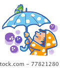 Child holding a polka dot umbrella 77821280