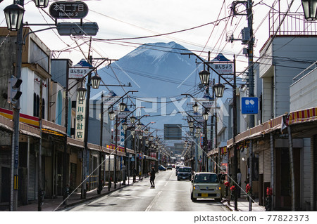 Mt. Fuji seen from the shopping street of... - Stock Photo [77822373 ...