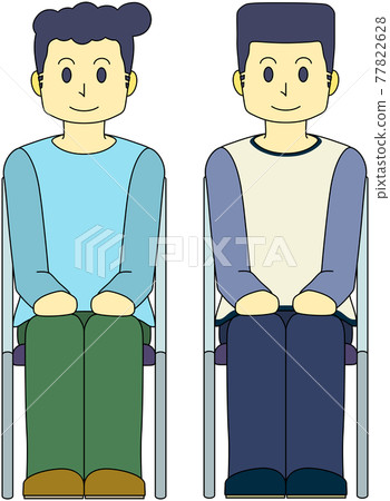 A man sitting in a chair and waiting (front) A man sitting in a chair and waiting (front) 77822628
