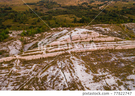 Phosphate gypsum waste from factories, creating artificial white mountains, attractive tourist view. 77822747