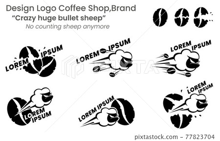 Logo illustration vector of Crazy huge bullet sheep coffee shop 77823704