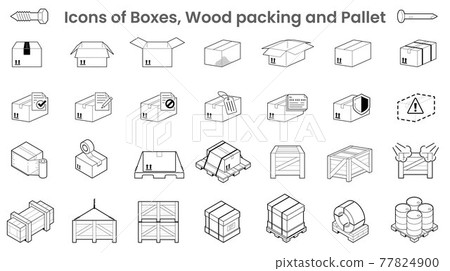 Illustration icon packs of boxes wood packing and pallet 77824900