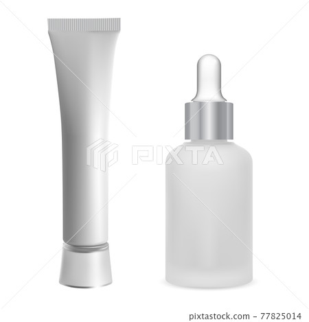 Cosmetic serum bottle with dropper. Ointment tube Cosmetic serum bottle with dropper. Ointment tube 77825014