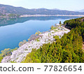 Seen from the sky, "Sakura of Lake Yogo" in Shiga Prefecture 77826654