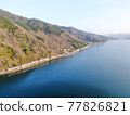 Kaizu Osaki, Shiga Prefecture, seen from the sky "View of cherry blossoms that color the shores of Lake Biwa" 77826821