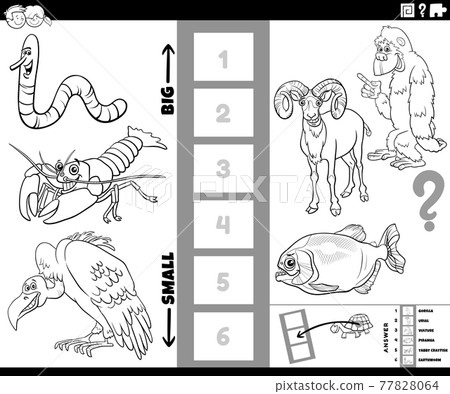 biggest and smallest animal cartoon game coloring book page biggest and smallest animal cartoon game coloring book page 77828064